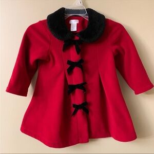 🎅🏻 Vintage Girls Red Christmas Peacoat Coat - Jacket Size 4-5